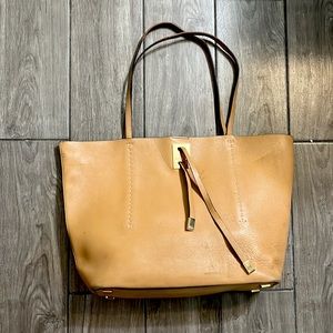 Michael Kors large vintage tote w/ gold feet/details,  buttercream leather.